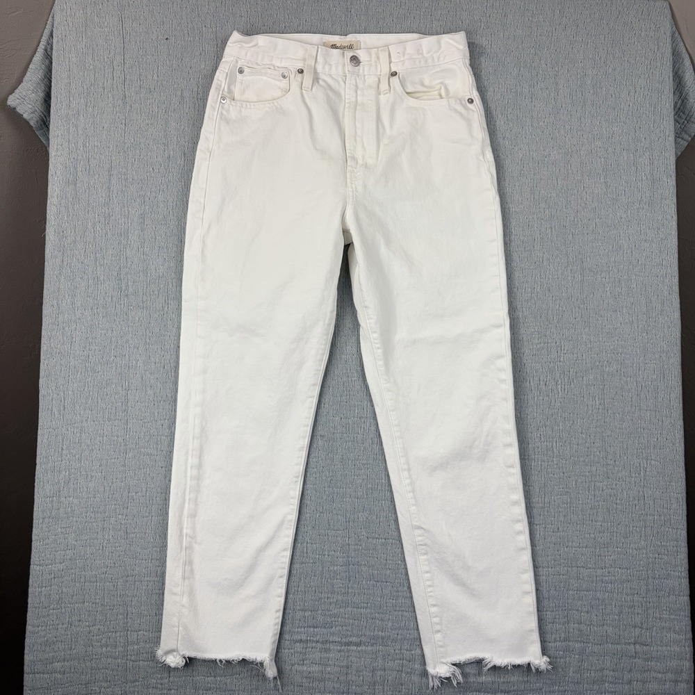 Madewell The Perfect Summer Jean Women size 27 High Rise Cream Denim Raw Hem